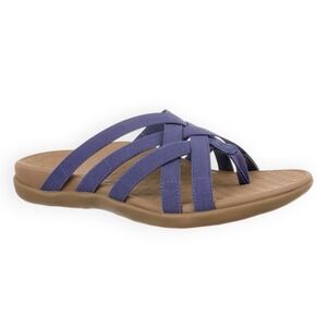 Vionic Tia Blue Periwinkle Woven Gore Orthotic Support Thong Sandals Size 9